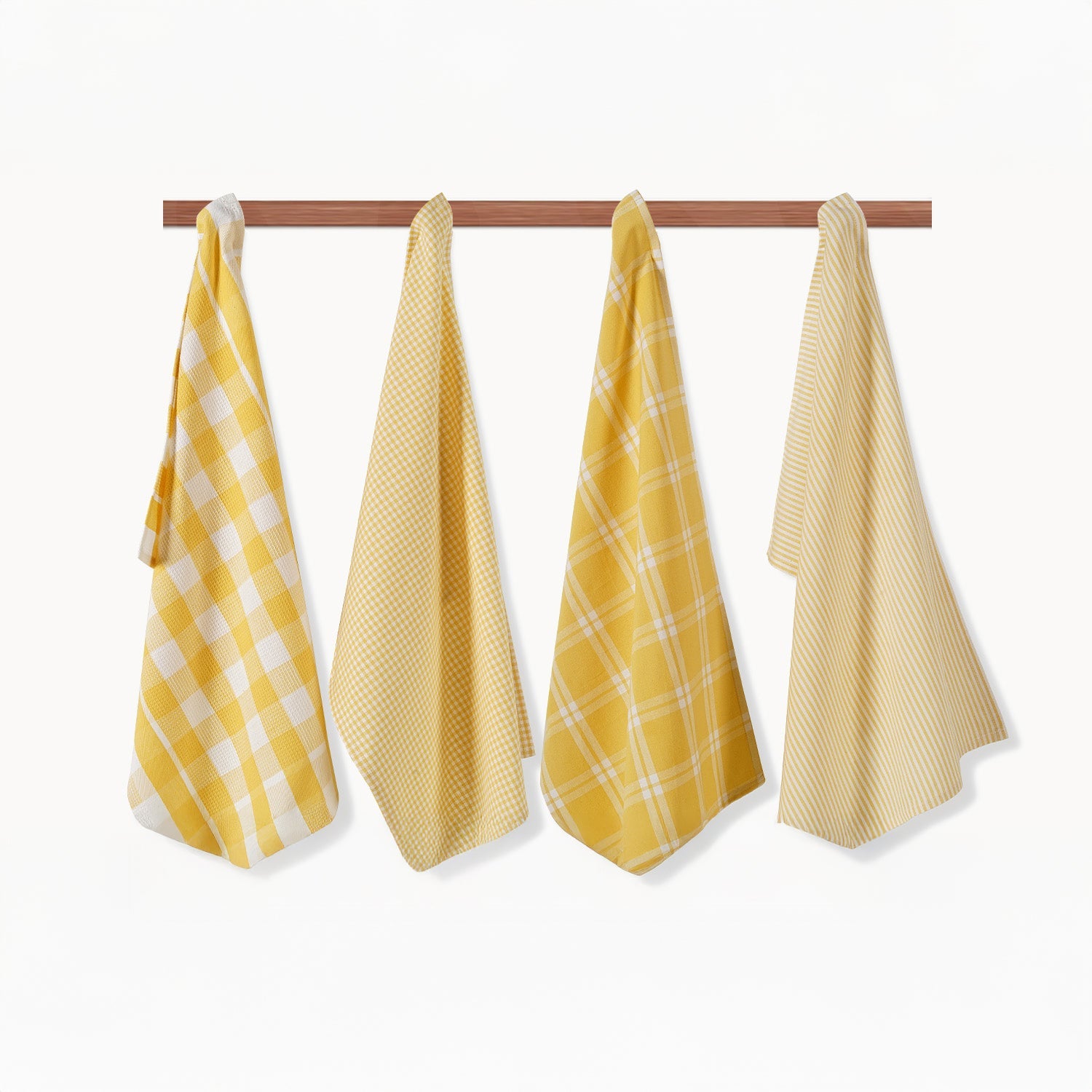 Set of 4 Multiweave Kitchen Towels - Yellow